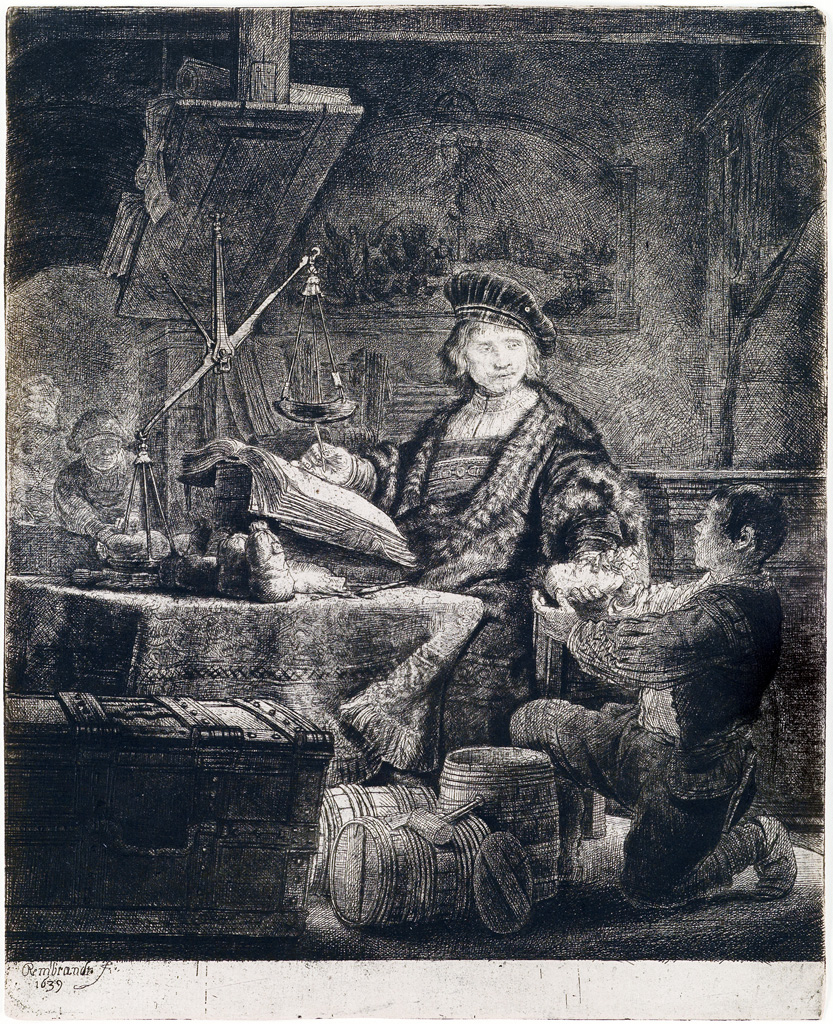 Appraisal: REMBRANDT VAN RIJN Jan Uytenbogaert The Goldweigher Etching and drypoint