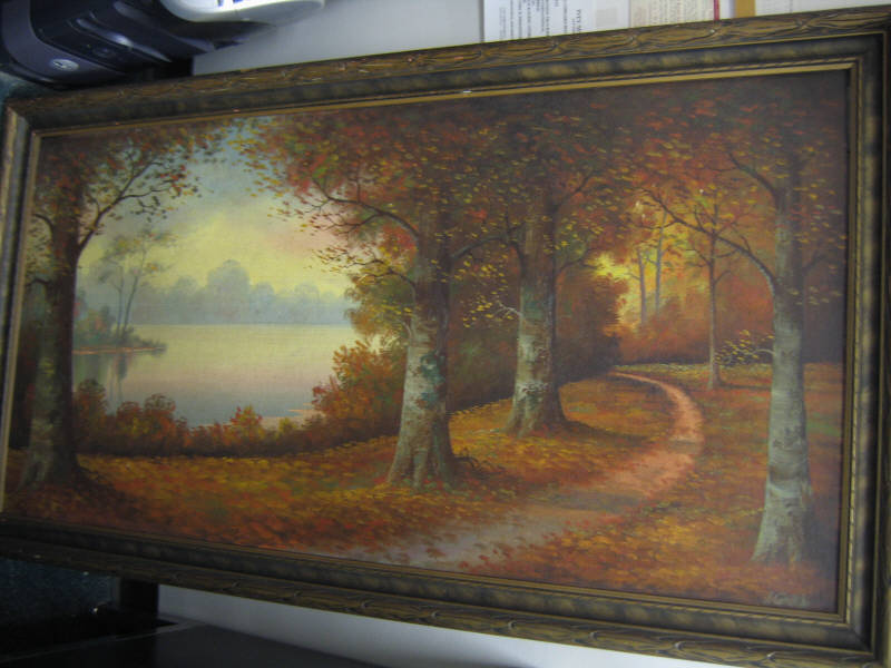 Appraisal: L GRIFFITH AMERICAN TH CENTURY Autumn landscape with tree-lined path