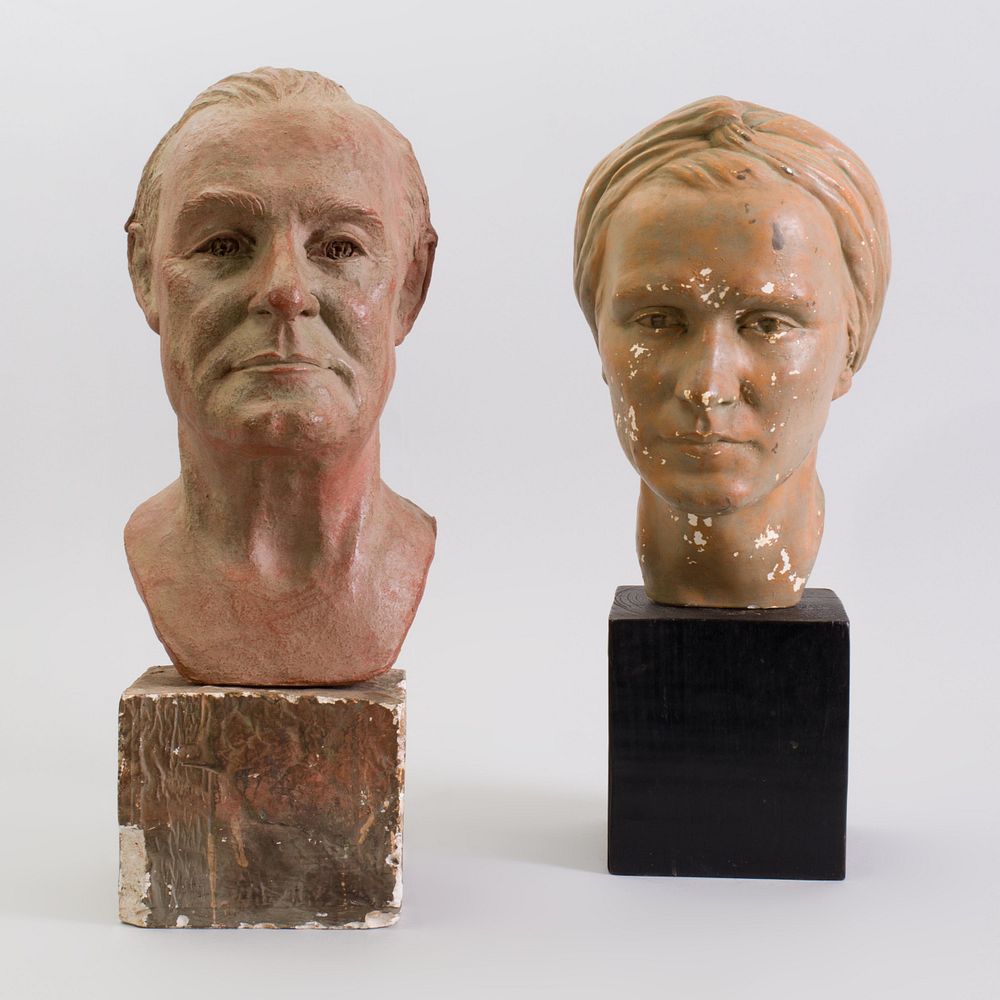 Appraisal: M Ligon Terracotta Bust of A Man and a Painted