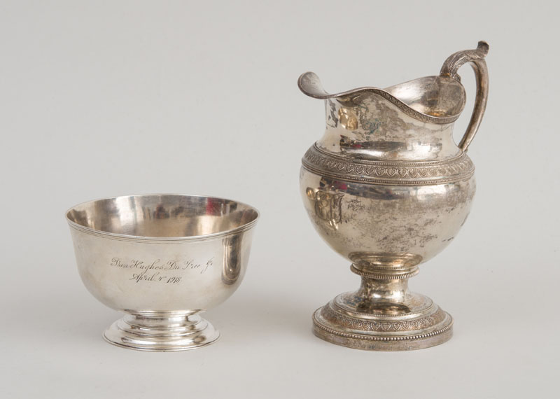 Appraisal: TWO AMERICAN SILVER ARTICLES Comprising a footed bowl marked 'IB'