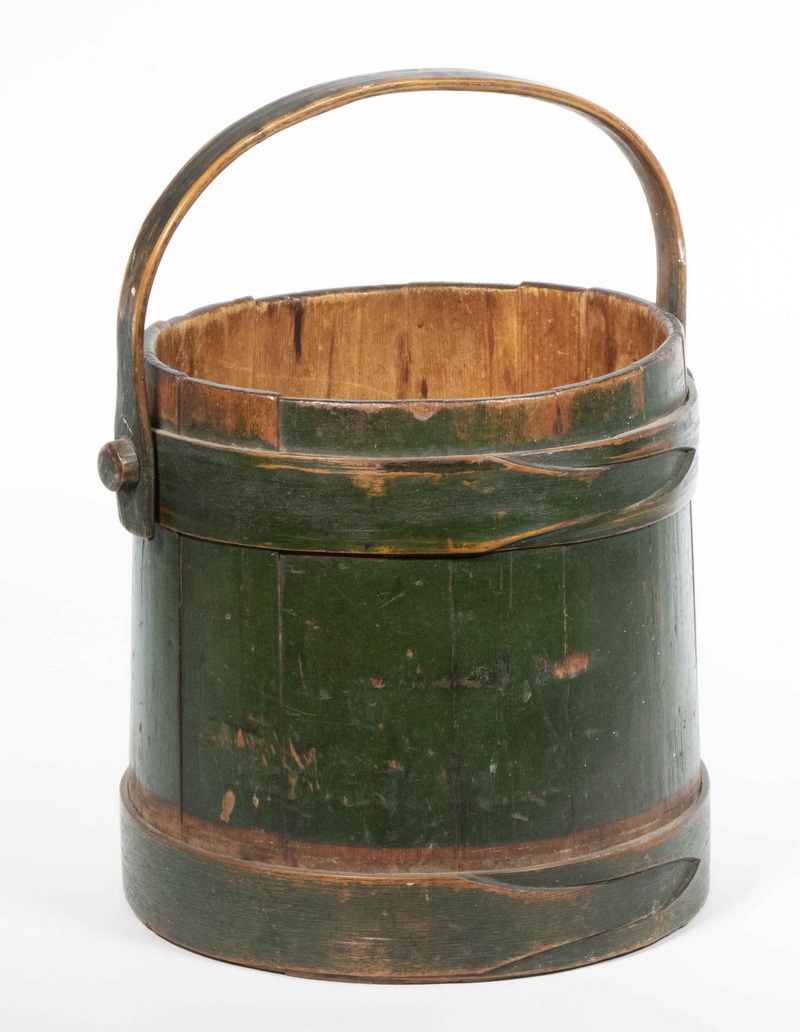 Appraisal: GREEN PAINTED FIRKIN MARKED S UNDERWOOD th c Painted Firkin