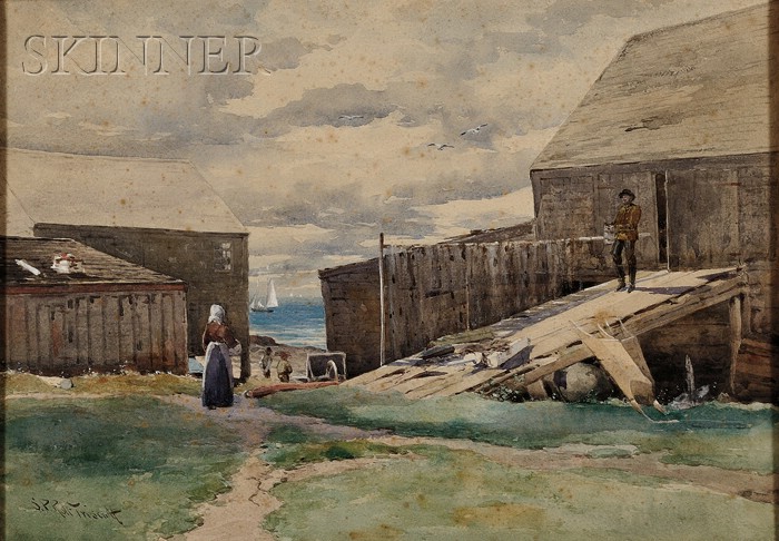 Appraisal: Samuel Peter Rolt Triscott American - Fishing Shacks Probably Monhegan