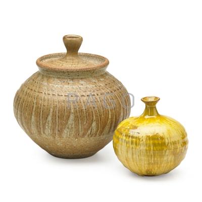 Appraisal: BEATRICE WOOD KAREN KARNES Vase and lidded vessel Condition Report