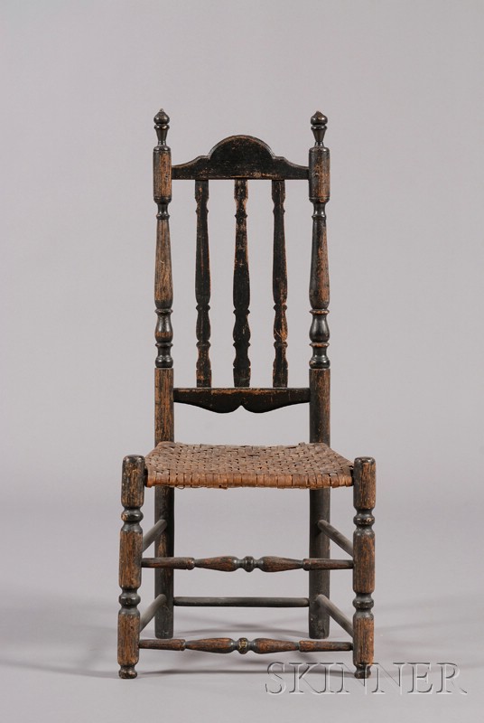 Appraisal: Painted Turned Bannister-back Side Chair probably Massachusetts th century with