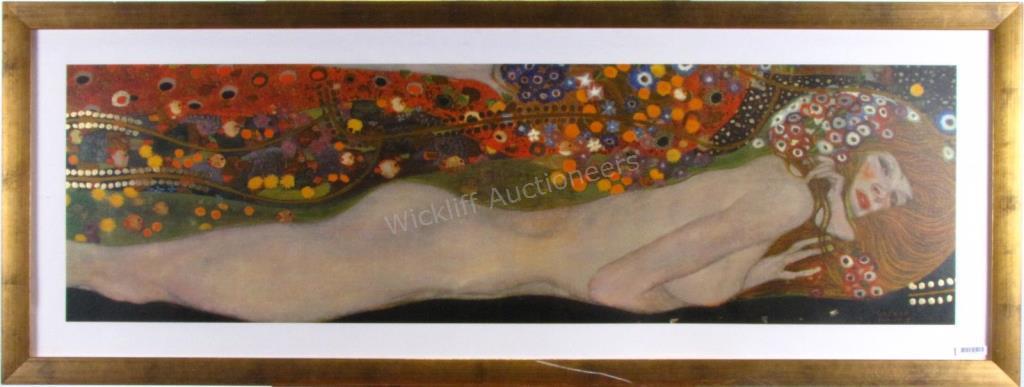 Appraisal: An offset lithograph with embellishment after Gustav Klimt's Sea Serpents