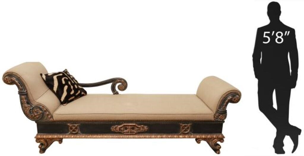 Appraisal: Empire style daybed chaise lounge late th st c parcel