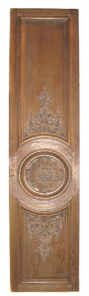 Appraisal: A Louis XVI style carved oak floor screen mirror to