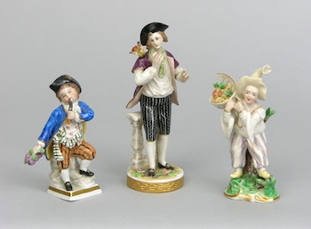 Appraisal: A Lot of Three Hand Decorated Porcelain Figurals A lot