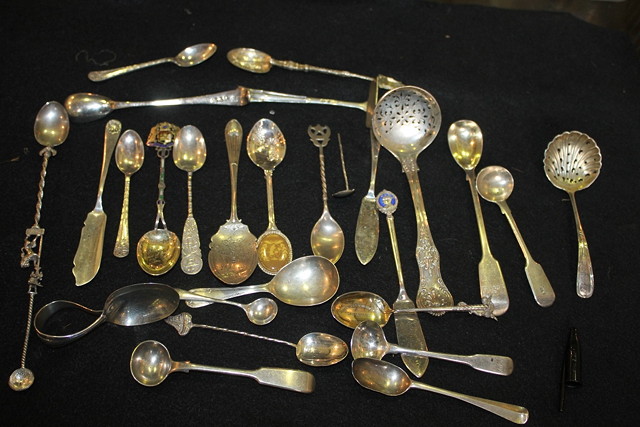 Appraisal: A COLLECTION OF VARIOUS SILVER SPOONS including mustard spoons casting