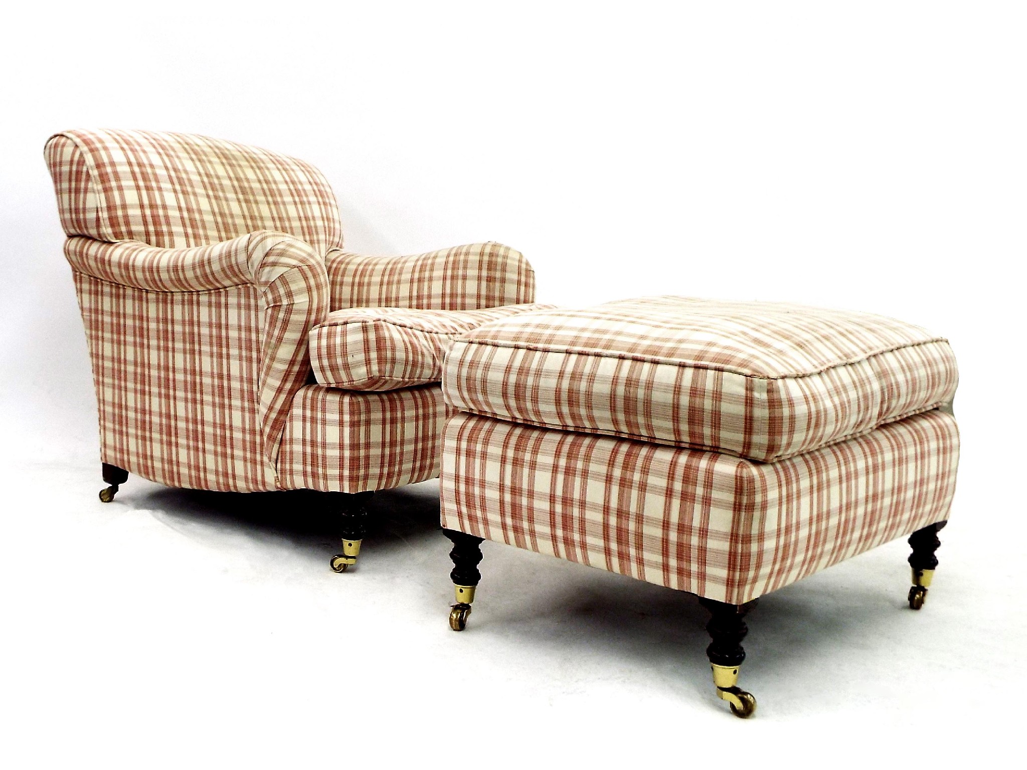 Appraisal: George Smith Signature Howard type lounge chair and footstool with