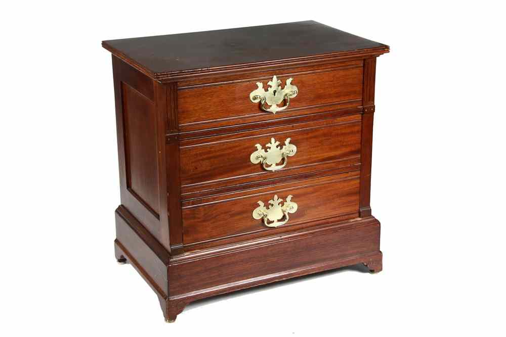 Appraisal: NIGHT STAND - Bench made three drawer mahogany night stand