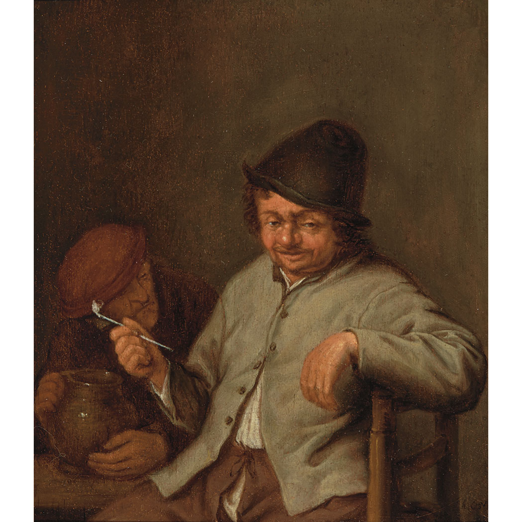 Appraisal: Attributed to Adriaen van Ostade Smoker in a Tavern Bears