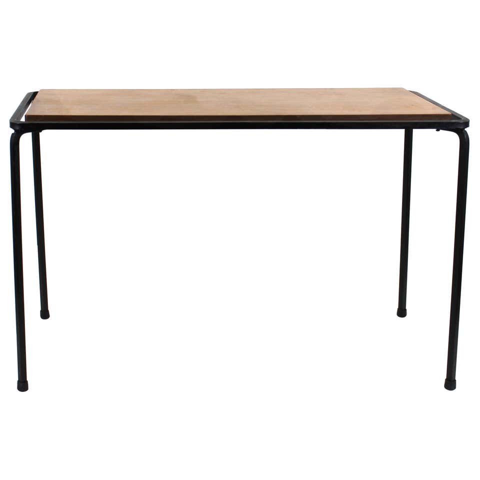 Appraisal: MID-CENTURY MODERN WROUGHT IRON SIDE TABLE Mid-century Modern diminutive rectangular