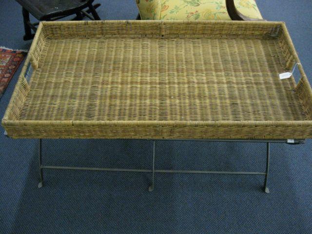 Appraisal: Ratton Top Coffee Table tray style with iron base tall