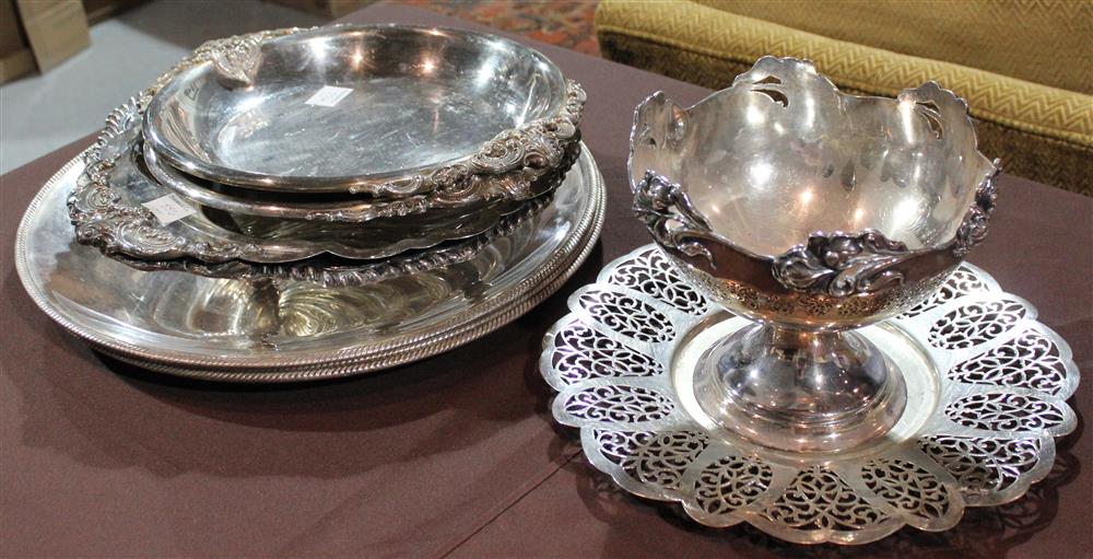 Appraisal: EIGHT CIRCULAR PLATE TRAYS INCLUDING SHELL FORM TRAY AND RAISED