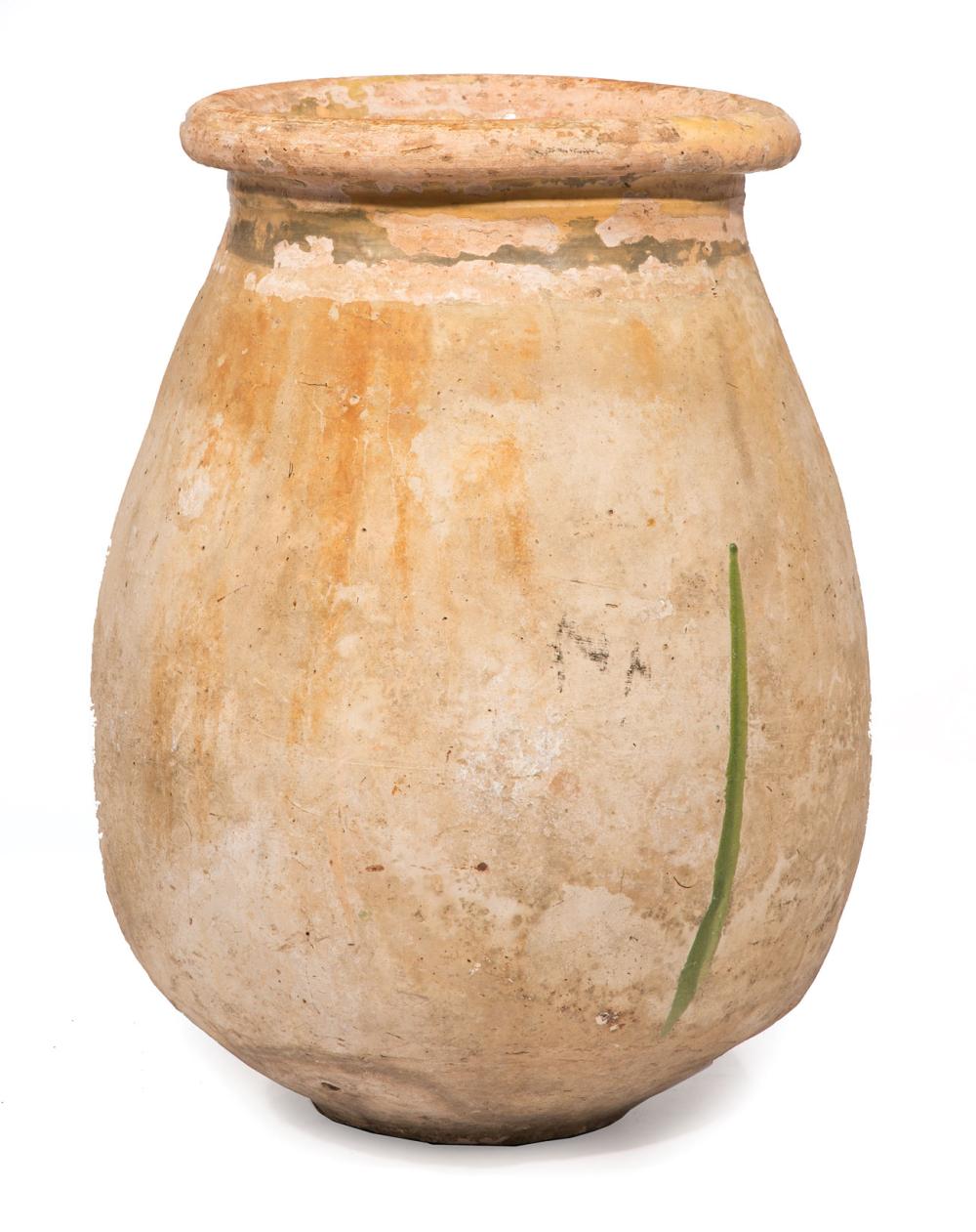 Appraisal: Stoneware Olive Jar partially glazed rim h in