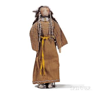 Appraisal: Lakota Beaded Cloth and Hide Doll c last quarter th