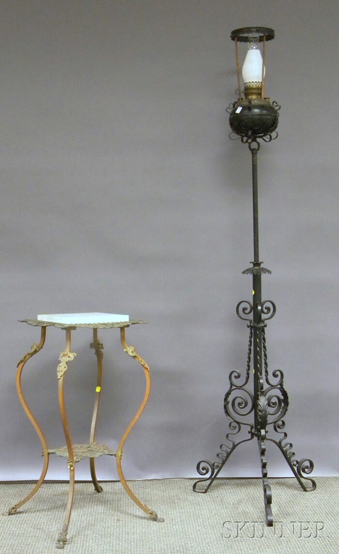 Appraisal: Late Victorian Marble-top Cast Brass Stand and a Black-painted Wrought