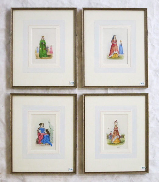 Appraisal: FOUR HAND COLORED ETCHINGS from Civil Costume of England from