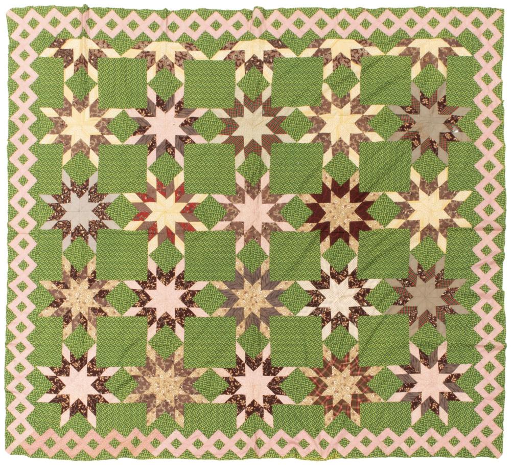 Appraisal: Two American-made quilts First-half th Century Each hand-stitched comprising one