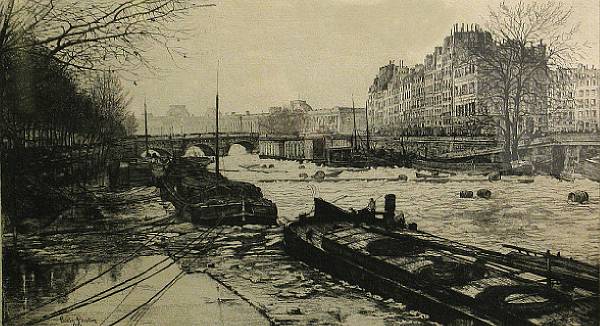 Appraisal: Lucien Gautier Le Petit Bras De La Seine Janvier Etching