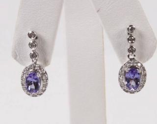 Appraisal: PAIR OF K WHITE GOLD TANZANITE AND DIAMOND EARRINGS PAIR