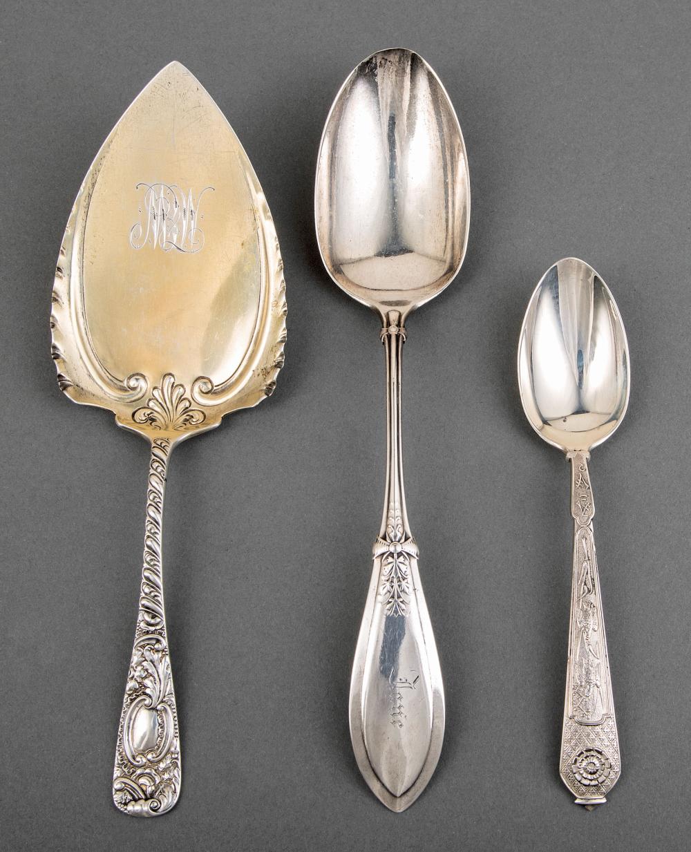 Appraisal: Group of American Victorian Sterling Silver Flatware incl pie server