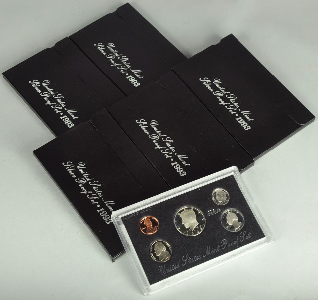 Appraisal: Five Silver Proof SetsIn mint issued boxes with COA