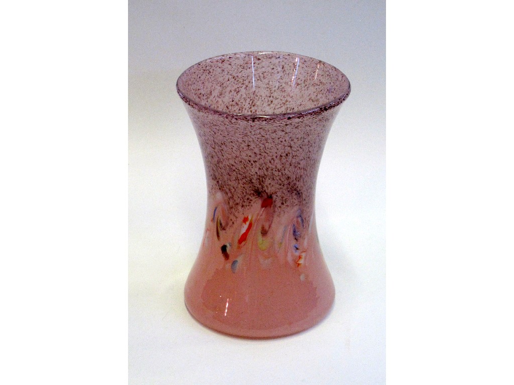 Appraisal: Scottish pink glass vase with multicoloured swirling decoration