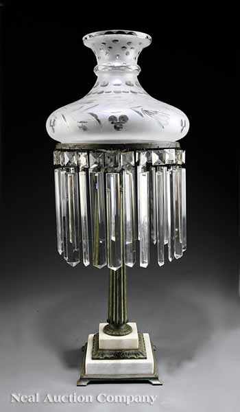 Appraisal: An American Sinumbra Lamp mid- th c with original frosted