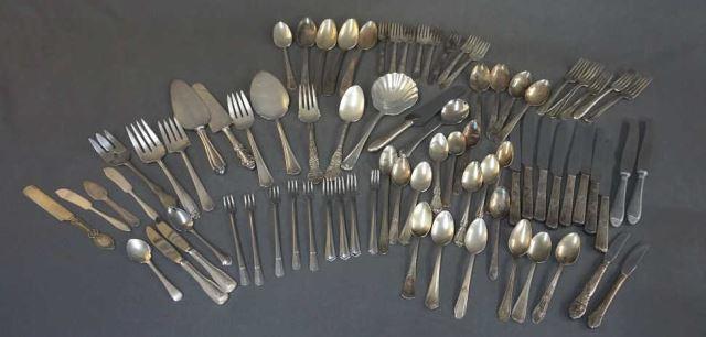 Appraisal: Large Mixed Group Silverplate Servers and Flatware Antique - Vintage