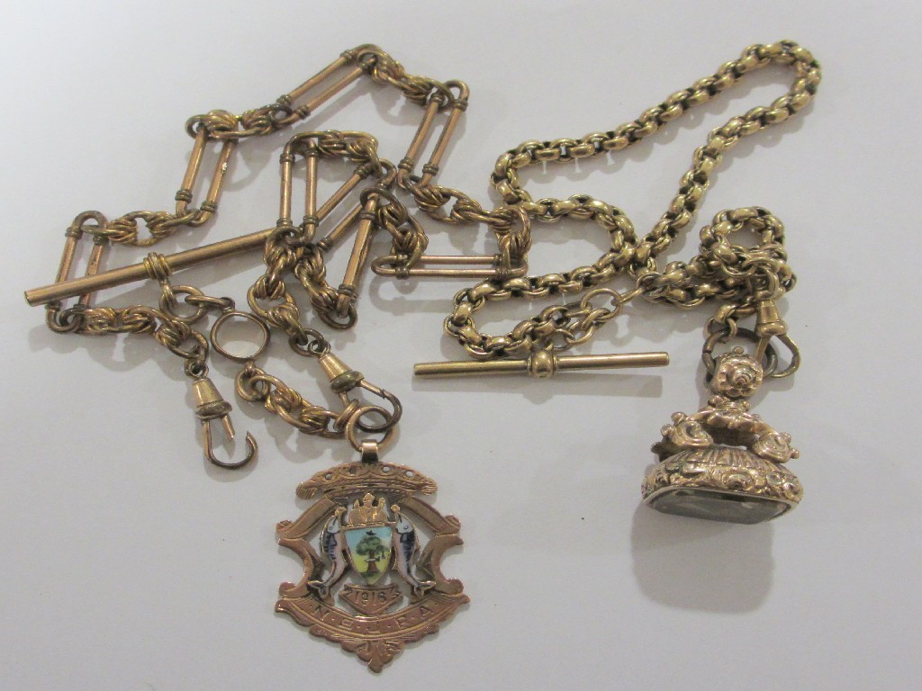 Appraisal: Lot comprising a Victorian t gold belcher link Albert chain