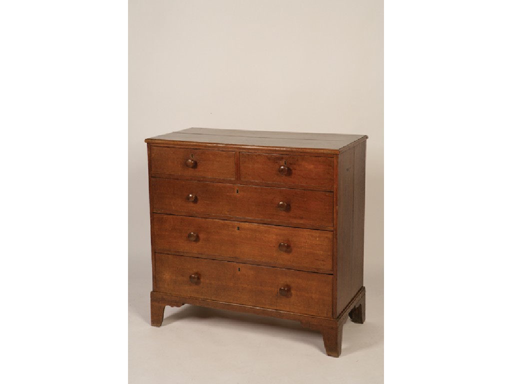 Appraisal: A LATE GEORGE III OAK CHEST OF DRAWERS the rectangular