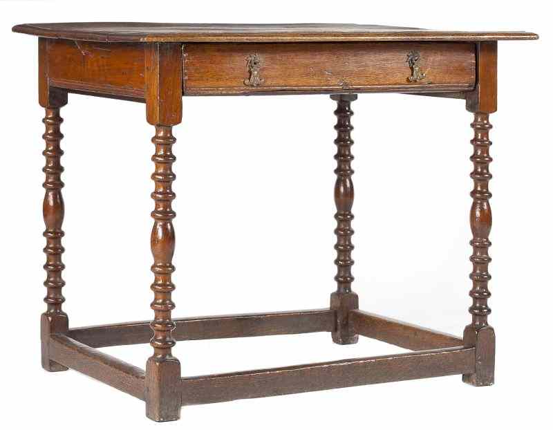 Appraisal: Charles II Writing Tablelate th century oak throughout turned legs