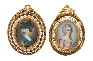 Appraisal: Two Continental Portrait Miniatures Each x inches Two Continental Portrait