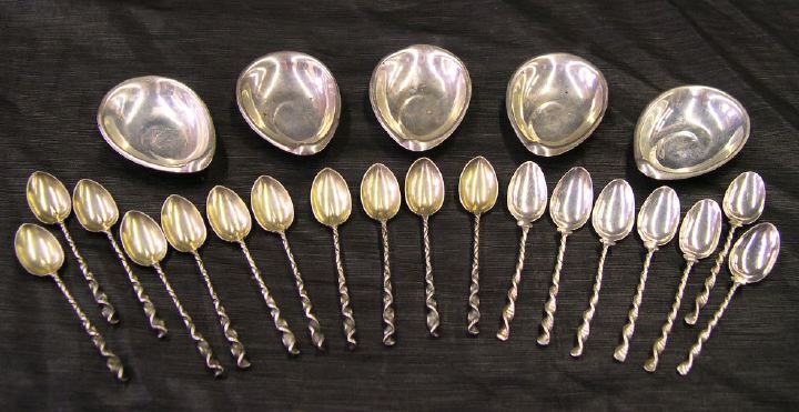 Appraisal: Twenty-Three-Piece Collection of Silver Spoons and Servers consisting of a