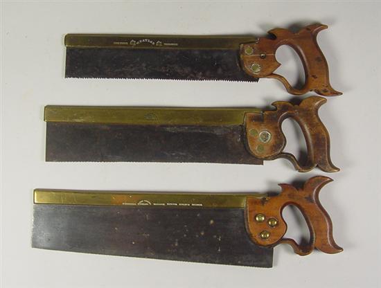 Appraisal: Brass Bound Back Saws Three pieces th century Largest is