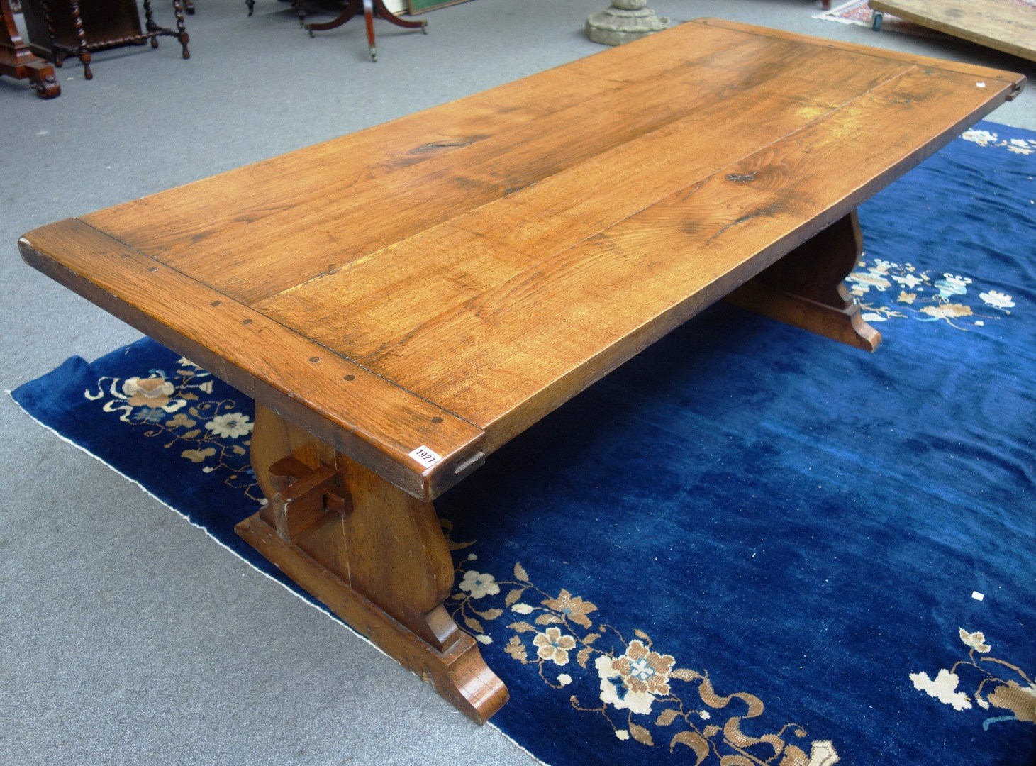 Appraisal: A th century style oak refectory table the cleated plank