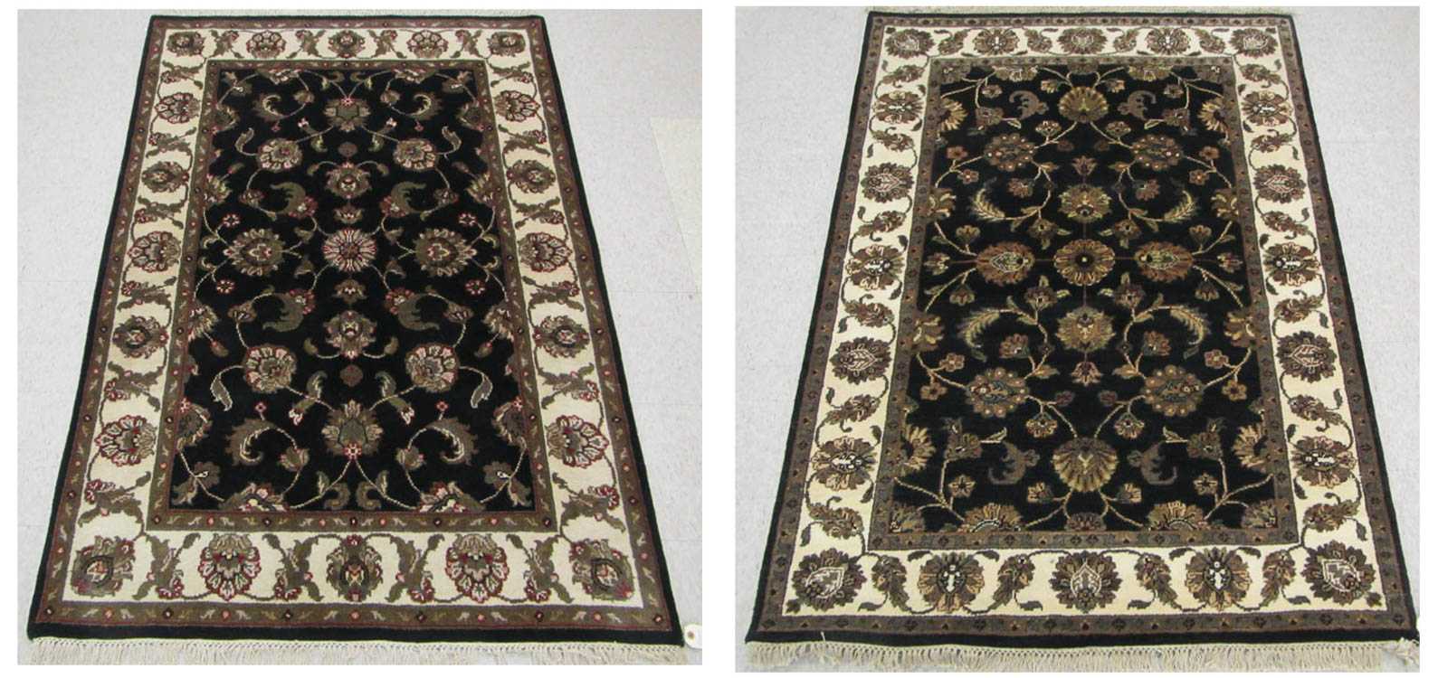 Appraisal: TWO SIMILAR HAND KNOTTED ORIENTAL AREA RUGS Indo-Isfahans overall floral