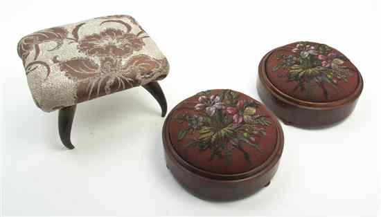 Appraisal: A Group of Three Victorian Footstools comprising a pair of