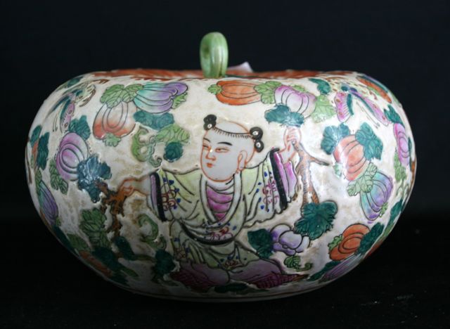 Appraisal: A Chinese porcelain melon-shaped bowl and cover cm high