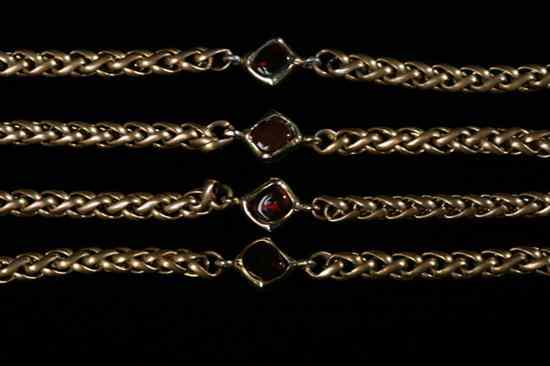 Appraisal: VINTAGE GRIPOIX BELT s Double gold-tone chain belt with ruby