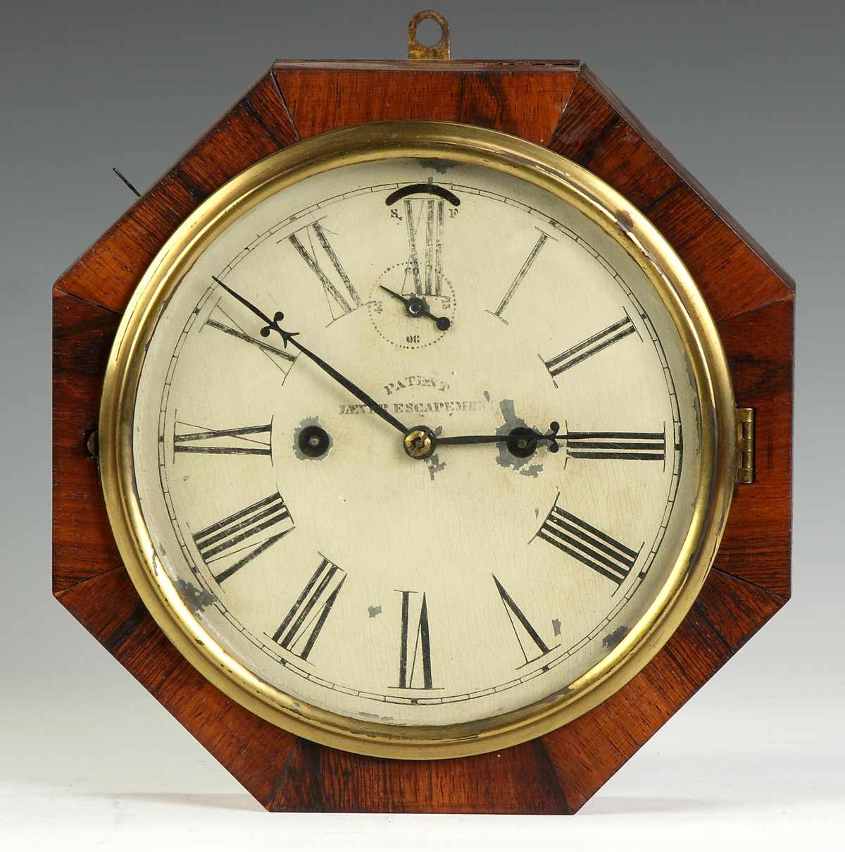 Appraisal: E N Welch Forestville CT Mariners Clock Octagonal mahogany case