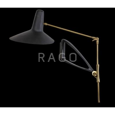 Appraisal: STILNOVO Articulating sconce Italy s Enameled aluminum brass Unmarked x