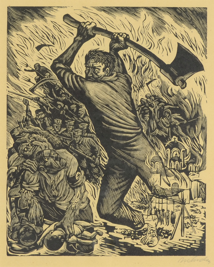 Appraisal: LEOPOLDO MENDEZ LINOCUT Mexico - titled La Venganza del Pueblo