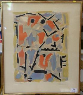 Appraisal: Roger Bissiere French - Juillet color lithograph signed lower right