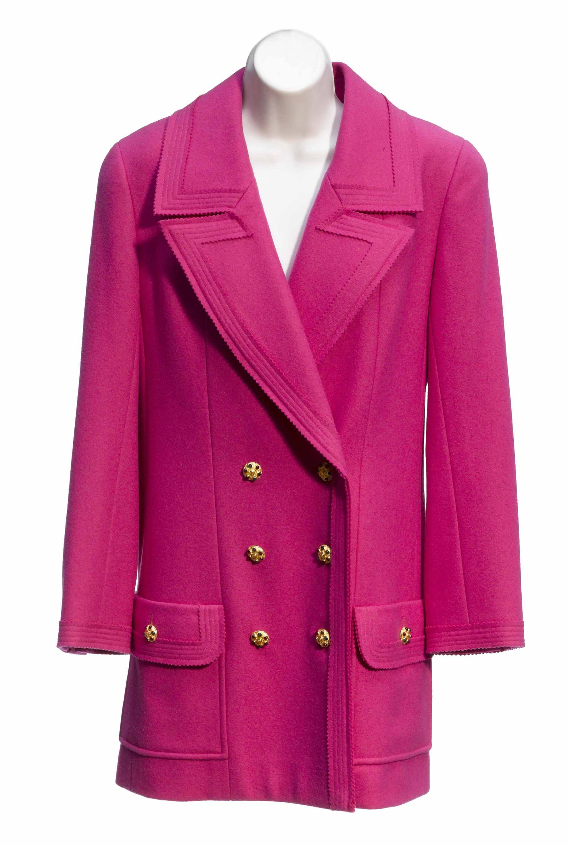 Appraisal: A Chanel fuchsia wool jacket size