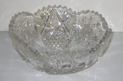 Appraisal: CUT GLASS BOWL With scalloped rim cut with geometric designs