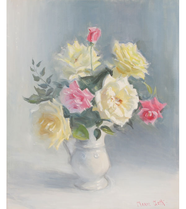 Appraisal: Marie Goth - floral still life with roses oil on