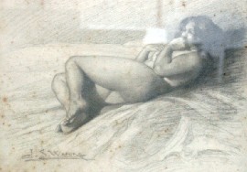 Appraisal: J S Watkins 'Nude' pencil drawing on paper signed LLC